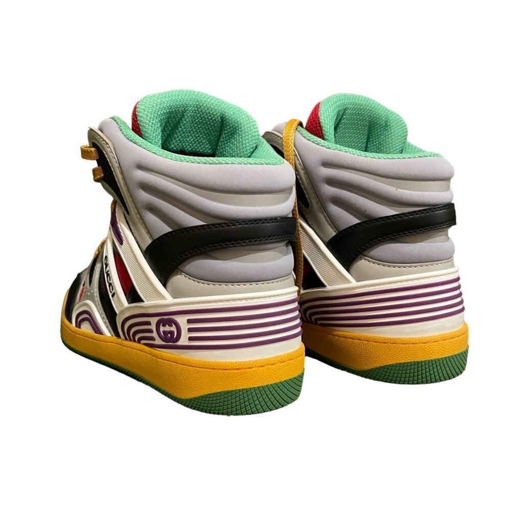 GUCCI  BASKET  "BLACK DEMETRA" MENS HIGH TOP SNEAKER SHOE, SIZE G 6 - Picture 2 of 13